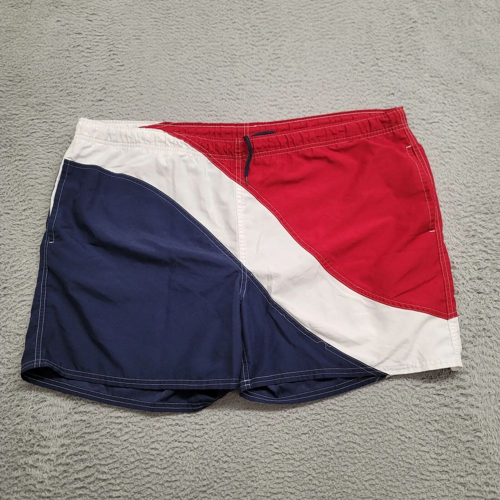 Beach Rays Shorts Mens XL Red White Blue USA America Lined Swim Flag Drawstring